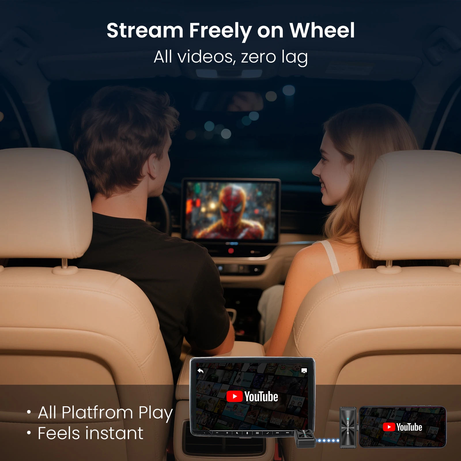 Фото GetPairr 2in1 Беспроводное зеркало для CarPlay и экрана телефона CarPlay Зеркало для телефона в автомобильный экран DP Зеркальное аудио синхронизация для VW №4