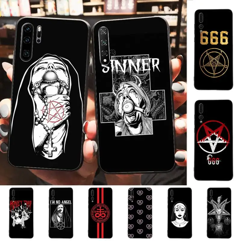 

Pentagram 666 Demonic Satanic Phone Case Soft Silicone Case For Huawei p 30lite p30 20pro p40lite P30 Capa