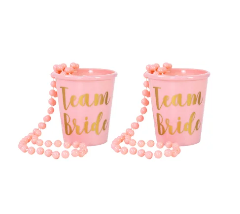 

Team Bride Cups Bride To Be Plastic Shot Glasses Necklace Beads Drinking Cup Wedding Bridal Shower Bachelorette Hen Party Decor