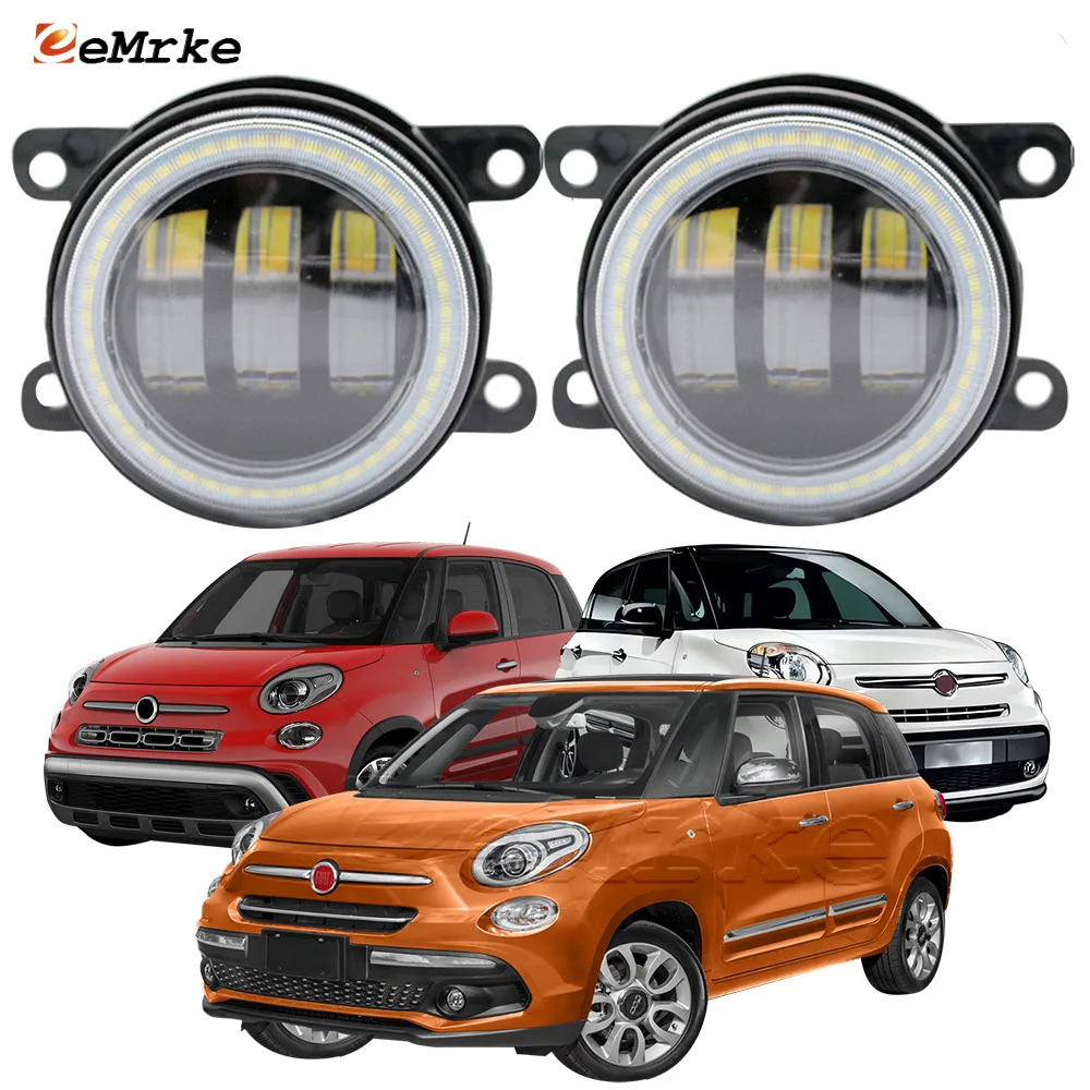 2x для Fiat 500L Cross 330 /500L треккинговые/500L спортивные 2014-2021 светодиодные противотуманные фары с линзами Angel Eyes DRL дневные ходовые огни