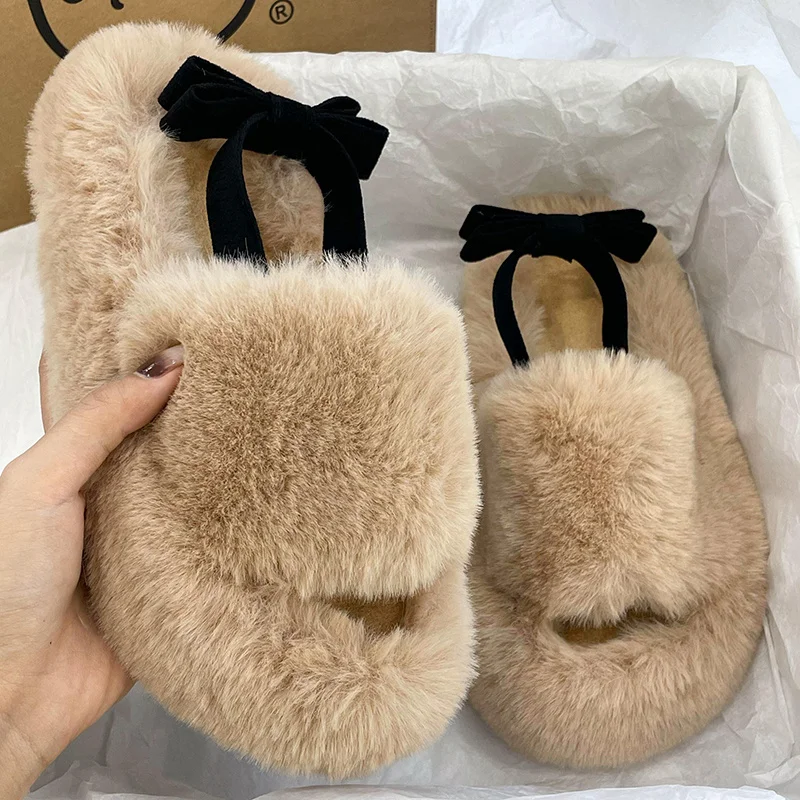 

Shoes Woman 2023 Slippers Casual Pantofle Low Flock Fur Flip Flops Platform Luxury New Flat Plush Slides Fabric Rome Basic
