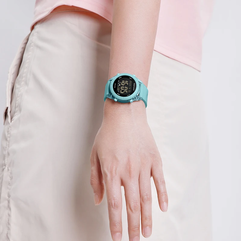 głosem NAVIFORCE nowe zegarki damskie LCD cyfrowy wyświetlacz Trend w modzie Fumed pasek krzemionkowy damski zegarek na rękę 5ATM wodoodporny