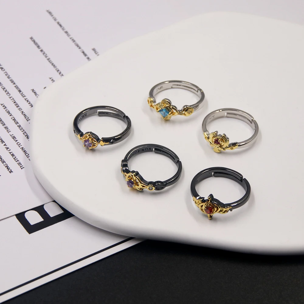 

Anime Genshin Impact Rings Tartaglia Venti Kaedehara Kazuha Hutao Finger Adjustable Ring Women Men Cospaly Gift