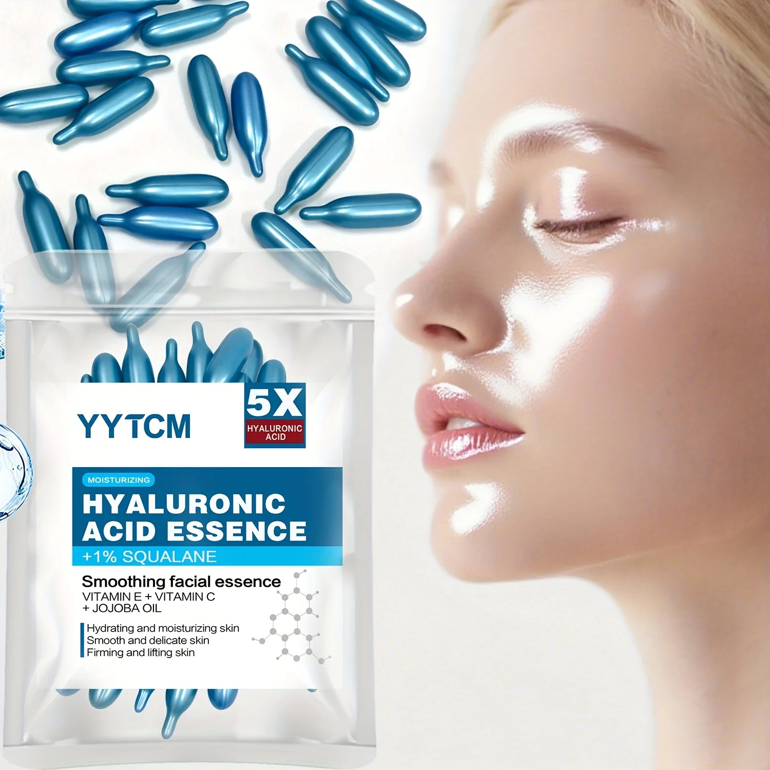 Hyaluronic acid deep moisturizing capsule essence, deep moisturizing and brightening skin essence (0