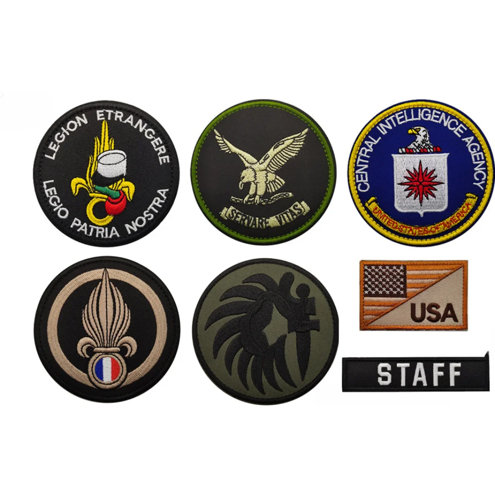 

Embroidered Tactical Patch American CIA Insignia French Foreign Legion Tactical Armband Hook&loop Design Outdoor Morale Badge