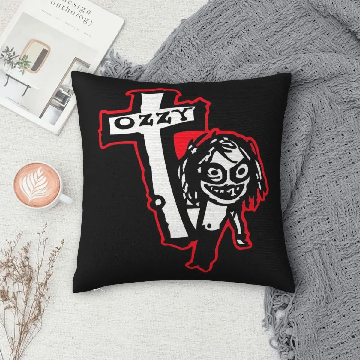 Фото Квадратная наволочка Ozzy Osbourne Never Forget из полиэстера, льна и бархата, с креативным декором на молнии, чехол для декоративной подушки, чехол для подушки для кровати №4