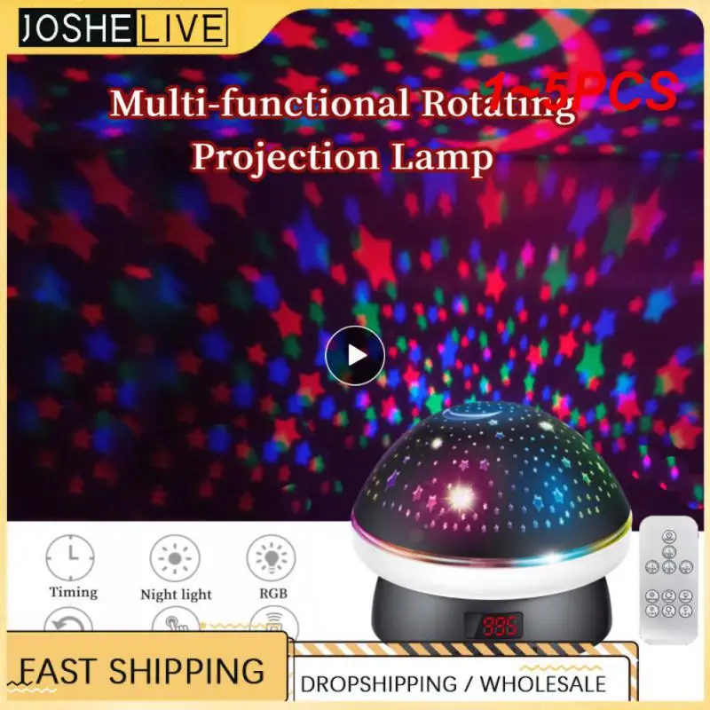 

1~5PCS Star Moon Night Light Projector With Remote Control Timer 360 Degree Rotating 3 Levels Brightness Projector For Kids