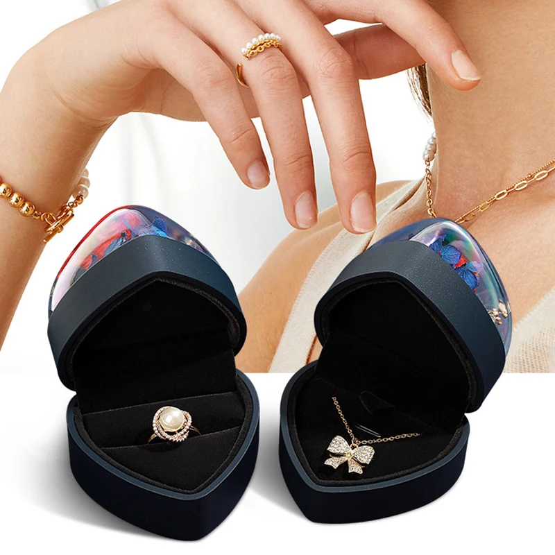 Fashion Romantic Valentine's Day Gift Box Wedding Rose Ring Box Frame Necklace Jewelry Display Box Gift