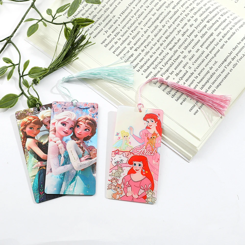 Красивая акриловая закладка принцессы Диснея Ариэль Эльза Анна с кисточкой для