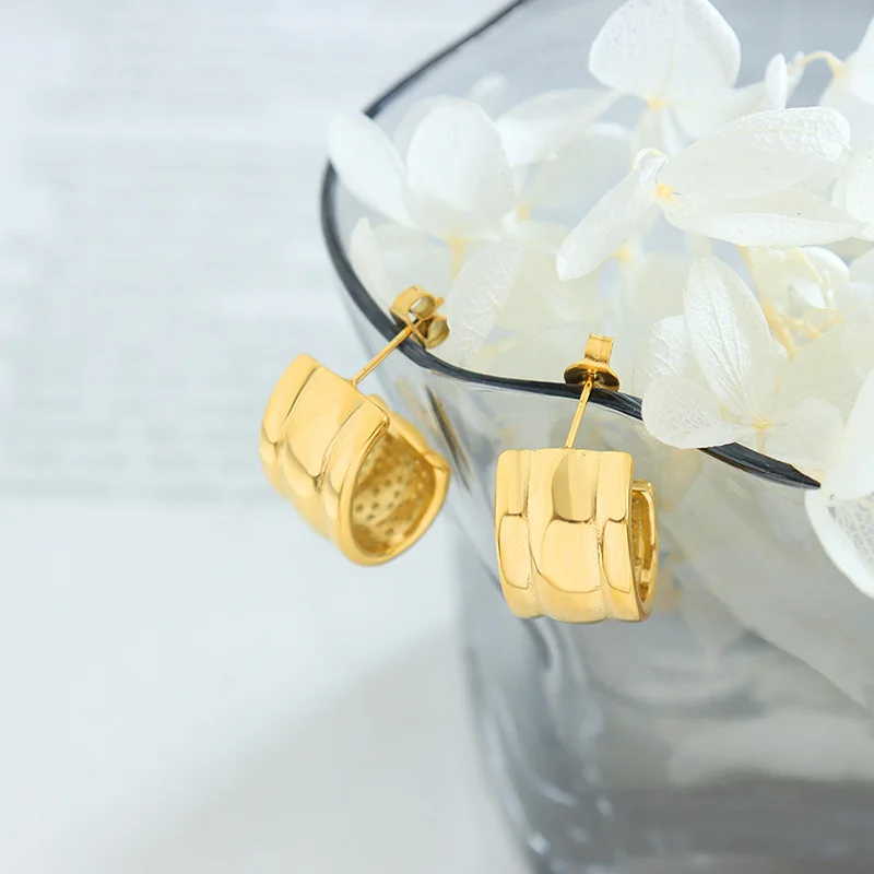 

Minimalist Wind Metallic Sense Earrings Cold Wind C-shaped Hoop Earrings 316l Stainless Steel Non-fading Niche Design Jewelry