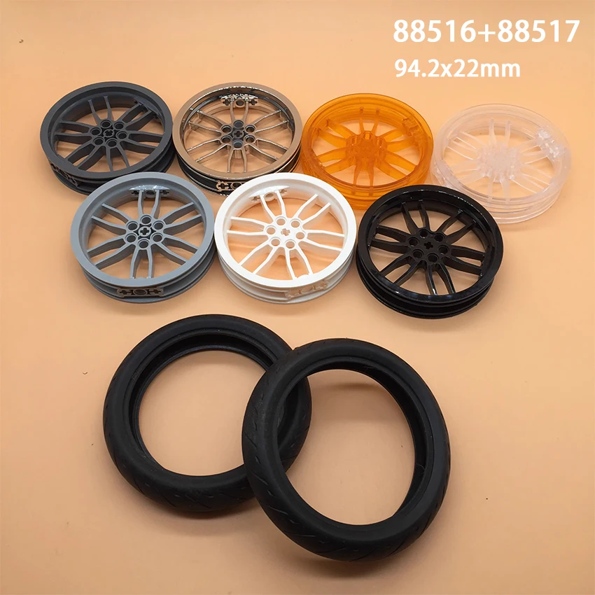 Технологическое колесо для самостоятельной сборки, автомобильный Грузовик, строительный блок 75x17 мм, ступица колеса 94,2x22 мм, деталь для шин MOC, совместима с 88516 88517 Технологическое колесо для самостоятельной сборки, автомобильный Грузовик, строительный блок 75x17 мм, ступица колеса 94,2x22 мм, деталь для шин MOC, совместима с 88516 88517