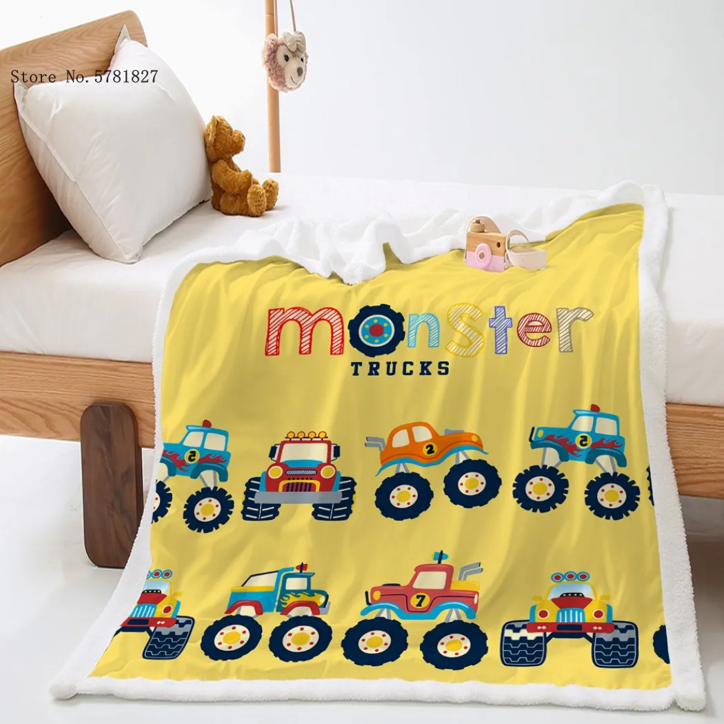 

3D Printed Thick Blanket Sherpa Tractor Truck Heavy Throw Blanket for Kids Adults Home Textile
