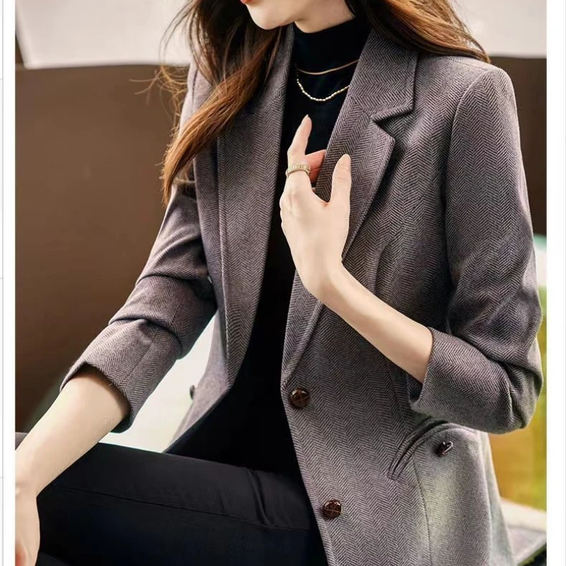 Luxury Designer Clothing Women Tweed Blazer Long Sleeve Autumn/Winter Jacket Office Ladies Slim Fit Korean Fashion Coat New