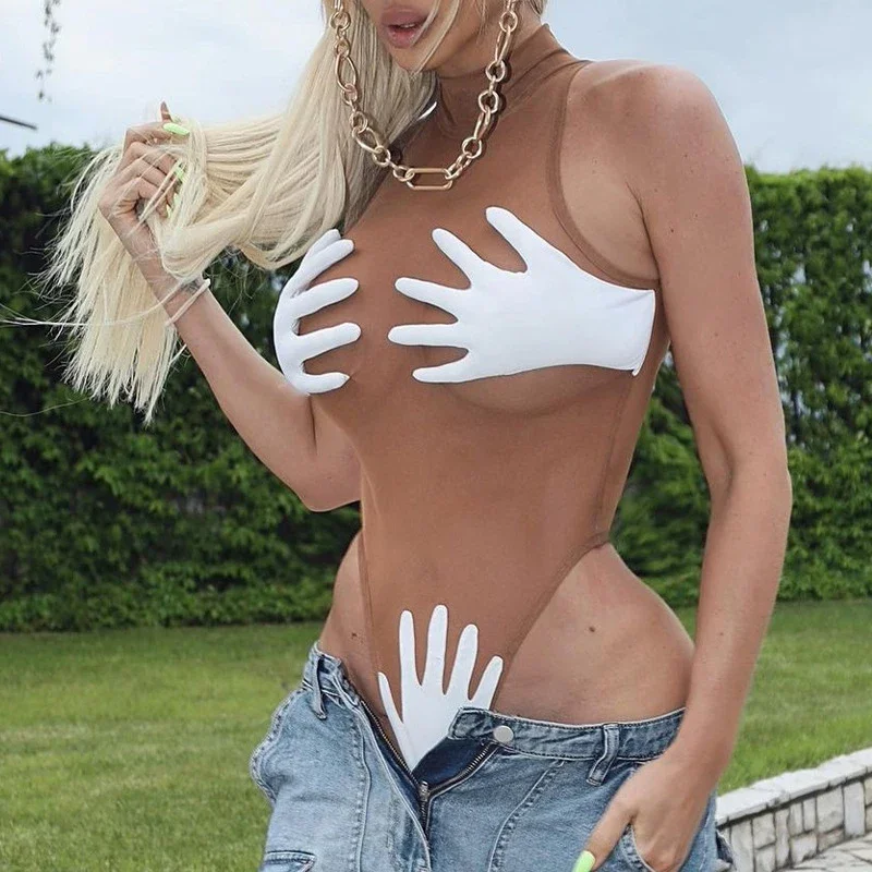 BKLD 2024 г. уличный стиль Y2k украшенный 3D принтом в виде ладони сетчатый прозрачный