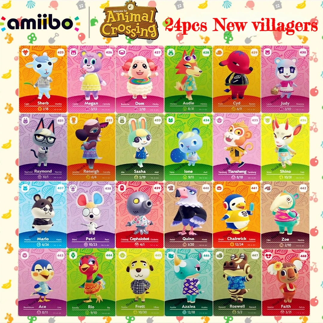 

24pcs Animal Crossing sanrio amxxbo carte Animal Crossing nouveau feuille bienvenue amiibo nfc card