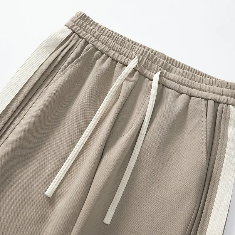 Мужские полосатые прямые брюки спортивные широкие свободные повседневные в пол