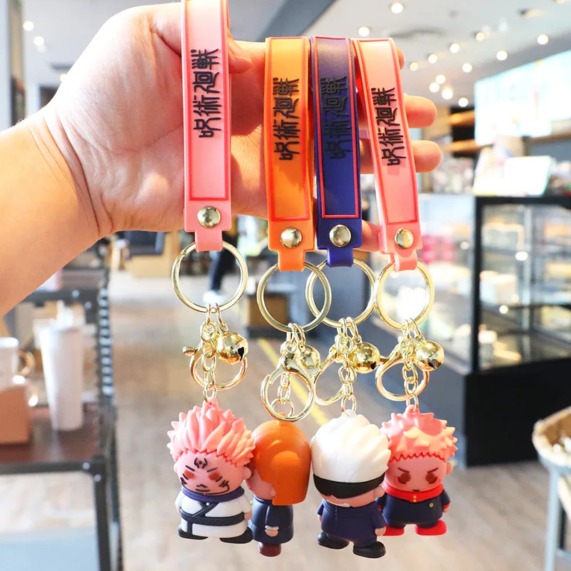 

Cartoon Anime Jujutsu Kaisen Action Figures Keychains Key Chain Key Ring Kawaii Silicone Handbag Car Pendants Toys Gifts
