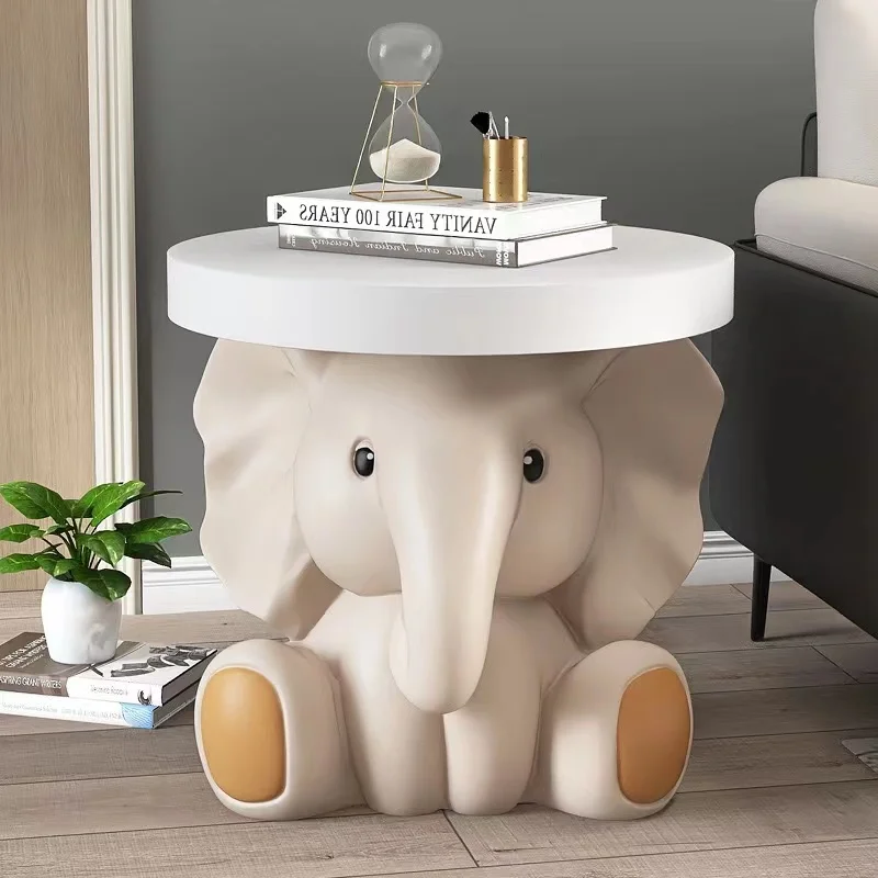

Nordic elephant art coffee table Bay window small round table Hotel café tatami mat shelf Sofa corner table