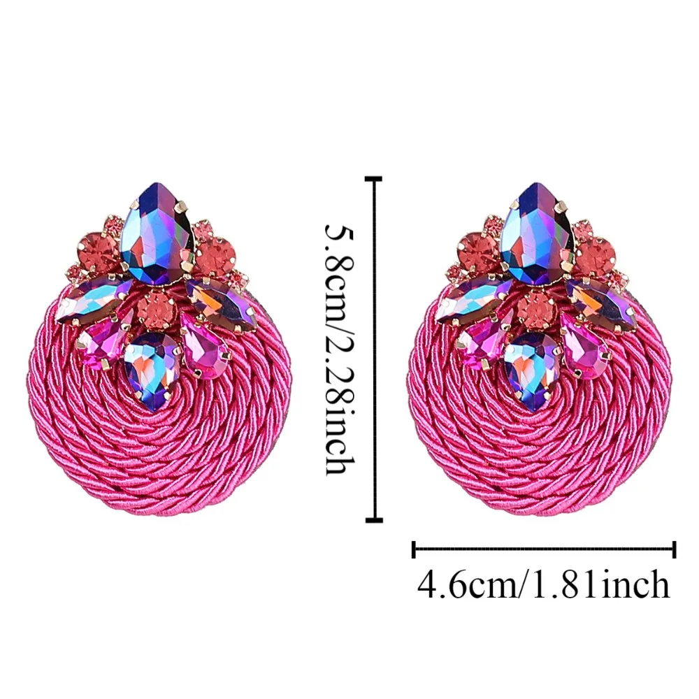 Роскошные висячие серьги с кристаллами круглые винтажные большие из хлопкового