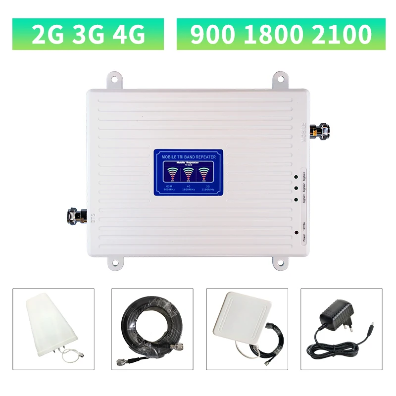 Tanie 2G 3G 4G Trójpasmowy Wzmacniacz Sygnału GSM 900 + DCS/LTE 1800 (zespół 3)+ UMTS/WCDMA 2100 (zespół 1) Mobilny Wzmacniacz Sygnału Wzmacniacz Komórkowy