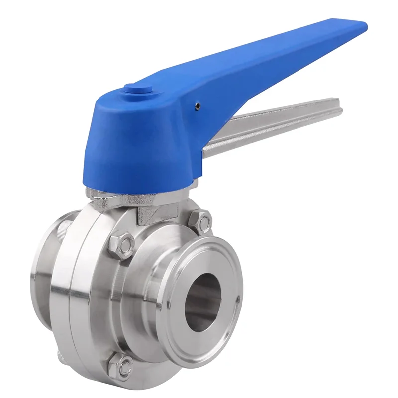 

Butterfly Valve with Blue Trigger Handle Stainless Steel 304 Tri-Clamp (1 Inch Tube OD)