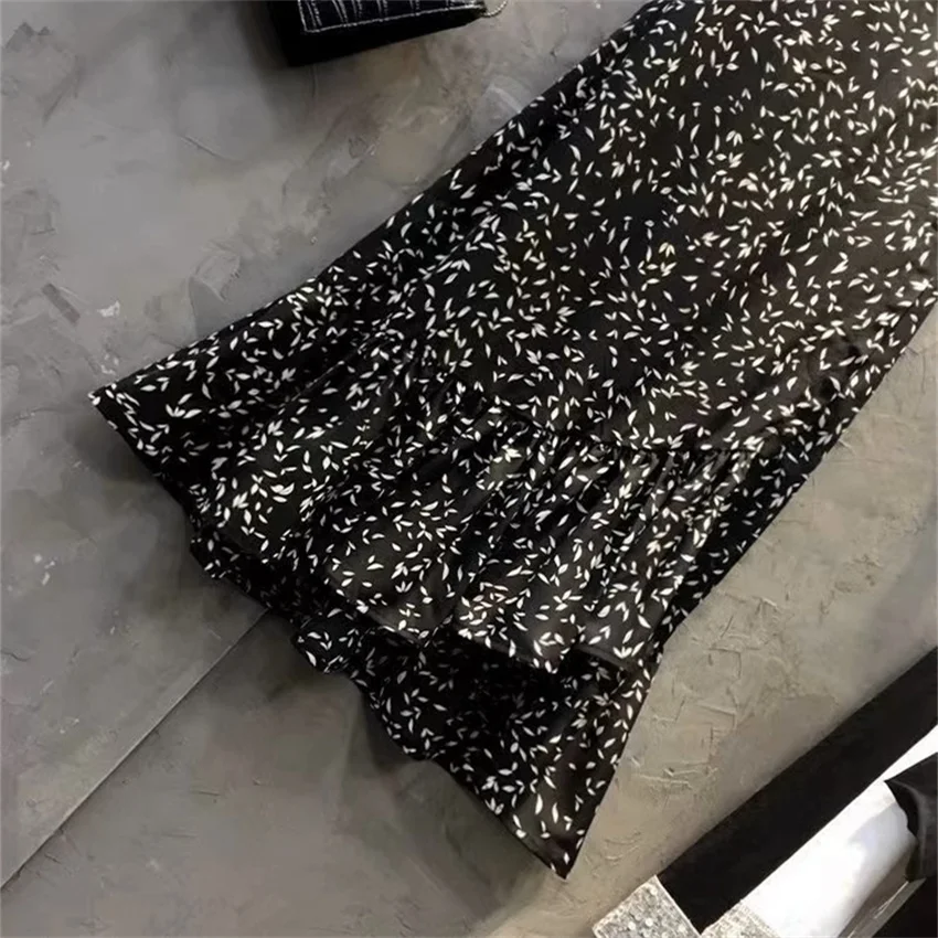 Женская шифоновая юбка-годе с завышенной талией средней длины