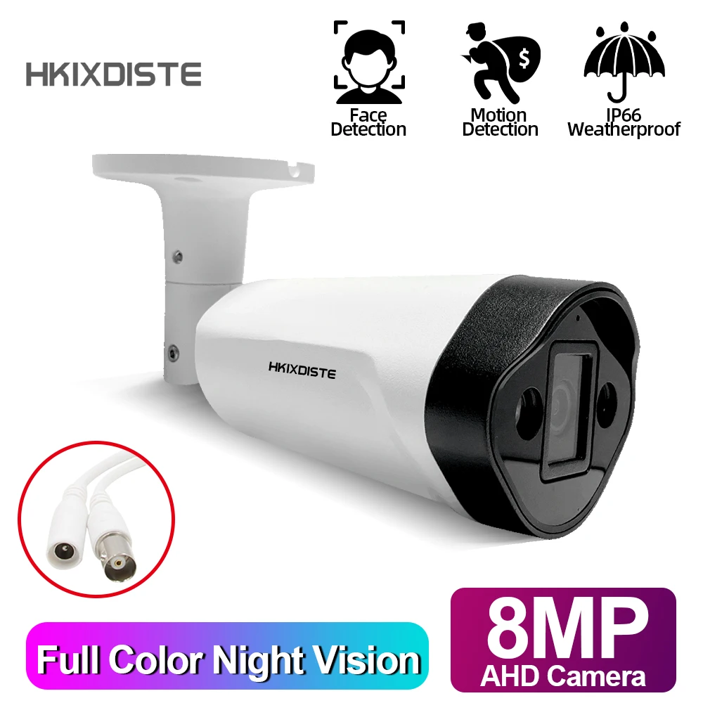 

Умная инфракрасная камера видеонаблюдения 4K 8MP AHD, домашняя камера, наружная погодозащищенная полноцветная Ночная Проводная цилиндрическа...