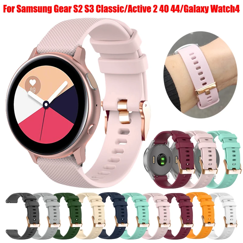 

20mm 22mm Band for Samsung Galaxy Watch 4/Classic/46mm/42mm/active 2 Gear s3/S2 silicone bracelet Smart watch strap Accessories