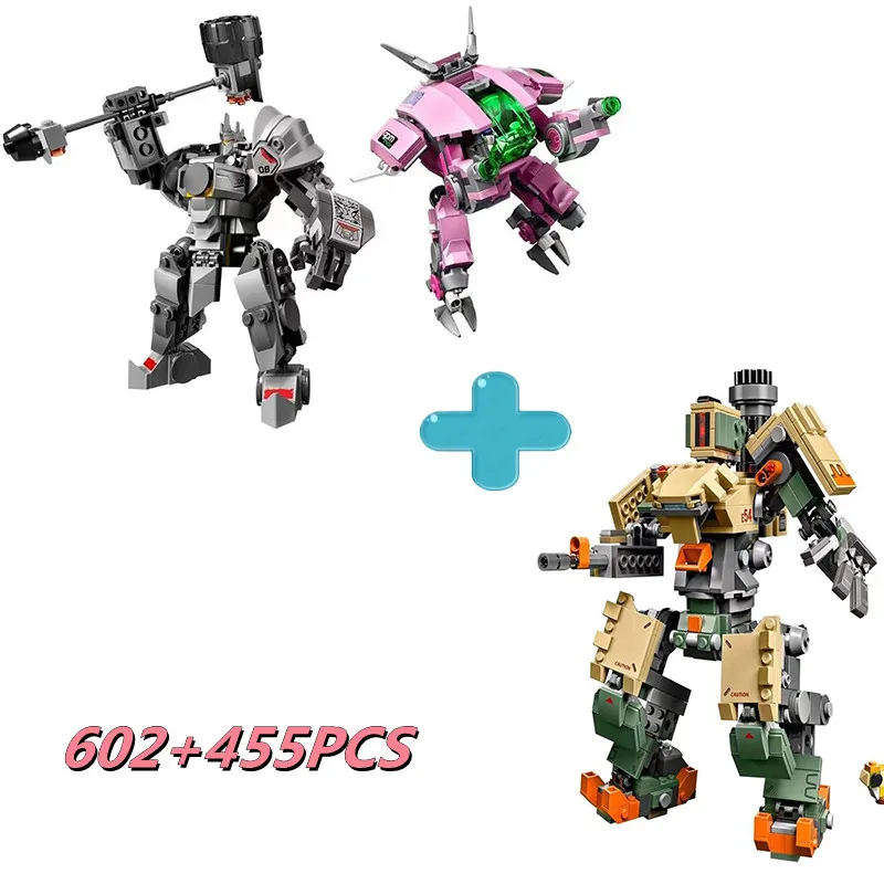 

Новые кирпичи для видеоигр, конструктор D.Va & Reinhardt, совместимый с Overwatch 75973 75974, игрушки для детей, рождественские подарки