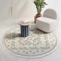 Nordic Linen Cotton Retro Carpet Round for Living Room Bed Room Floor Hand-Woven Coffee Table Pad Small Rug Home small rug