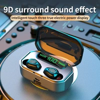 tws 3500mah bluetooth 5 0 wireless headphones with microphone sports water proof dtouch control touch display led earphone