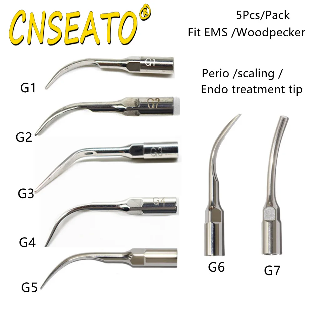 5Pcs Dental Scaler Tip For EMS Woodpecker DTE SATELEC Scaling Dentistry Ultrasonic Endodontic G1 G2 G4 P1 PD3 GD1 GD2 E3D ED4 P3 - купить по