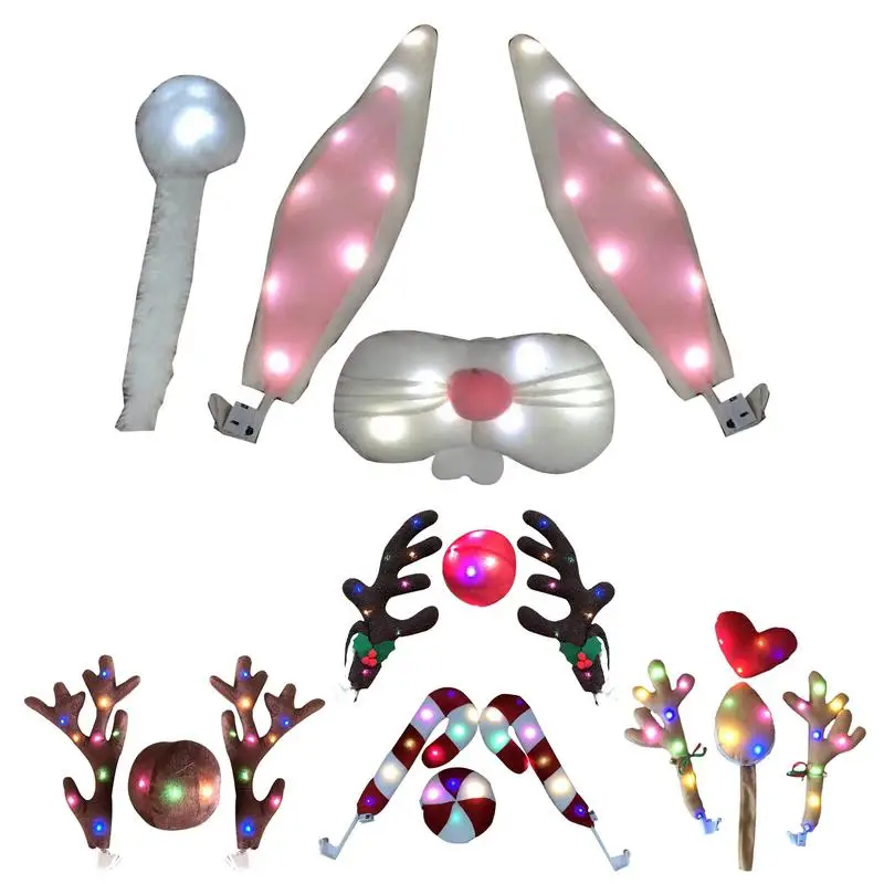 

Car Reindeer Antler Kit Led Lights Reindeer Antlers And Nose Car Kit Reindeer Antlers And Nose Car Decorations Reindeer Car Kit