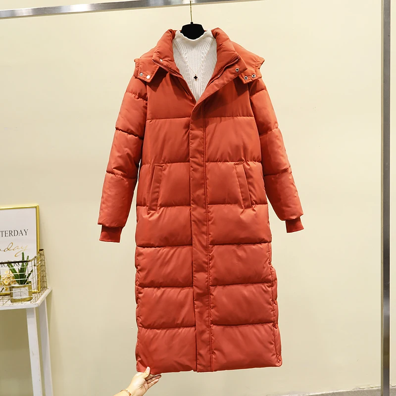 

Women's Parkas Korean Loose Down Cotton Jacket 2022 Winter Thicken Long Over-the-Knee Hooded Coat Windproof Warm Snow Outwear