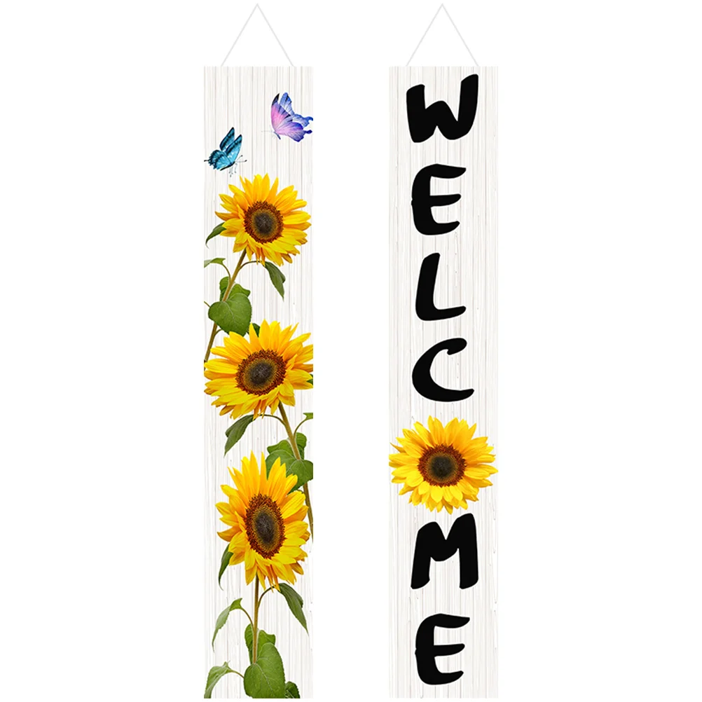 

Porch Sign Welcome Fall Door Banners Front Banner Summer Sunflower Party Decorationhanging Standing Happy Harvest Spring Holiday