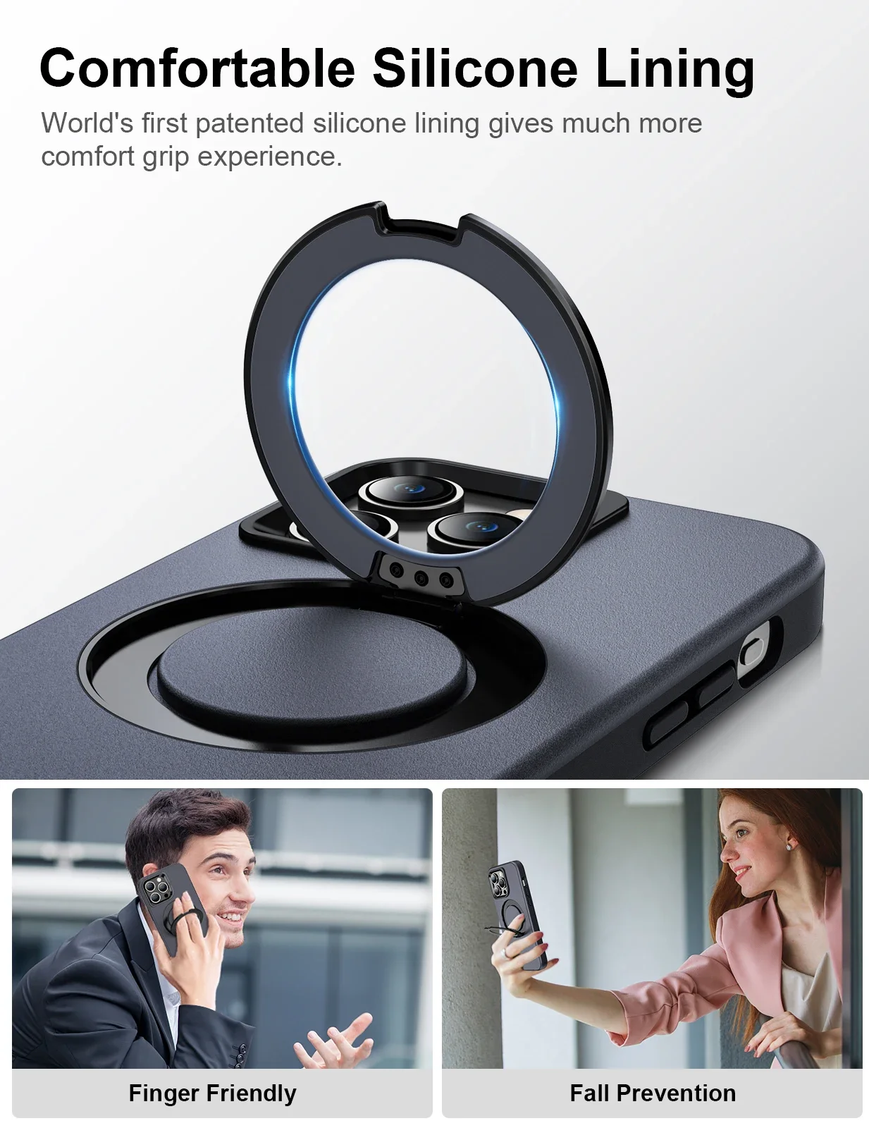 Фото Магнитная опора EWA для чехла iPhone 15 Pro [совместима с Magsafe] с 360° ° Регулируемая подставка, совместимая с беспроводной зарядкой №5