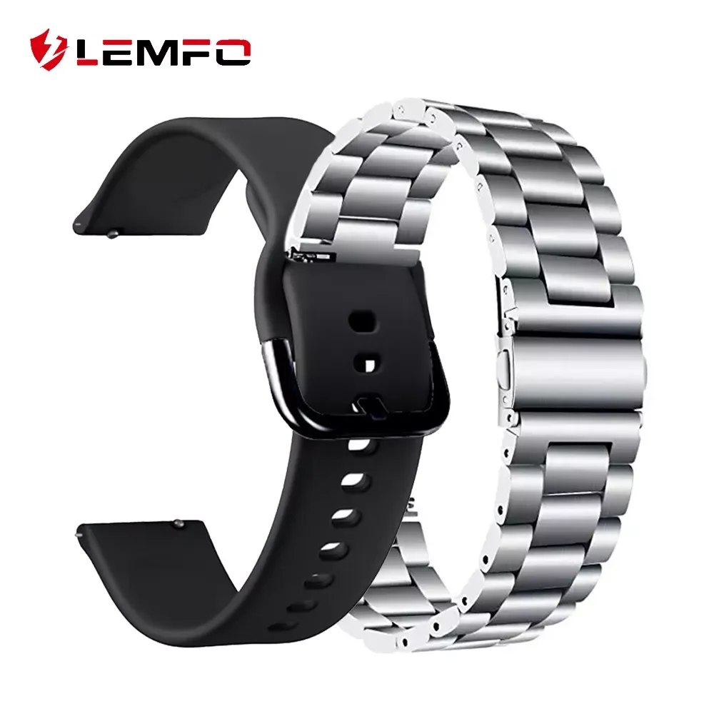 

LEMFO 2022 Metal Steel Leather Silicone Watch Strap 22 mm for Smart Watch Men LF26pro K22 LEM15 A10