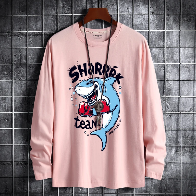 

Мужские тонкие хлопковые футболки с длинным рукавом и принтом