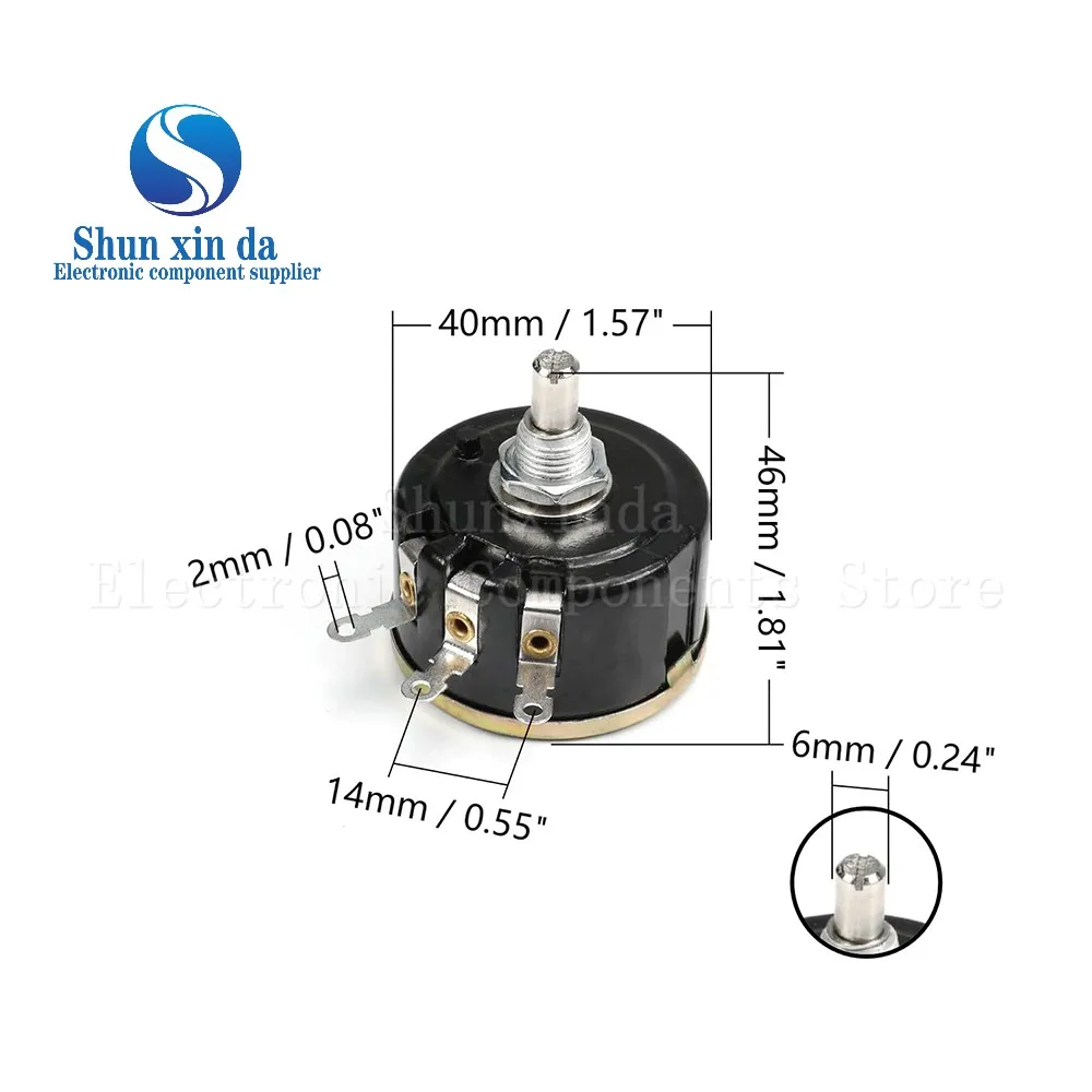 WX112-050 WX050 5W 100R 220R 330R 470R 1K 2K2 3K3 4K7 5K6 6K8 10K 22K 33K 47K Ом Однокруглый потенциометр с