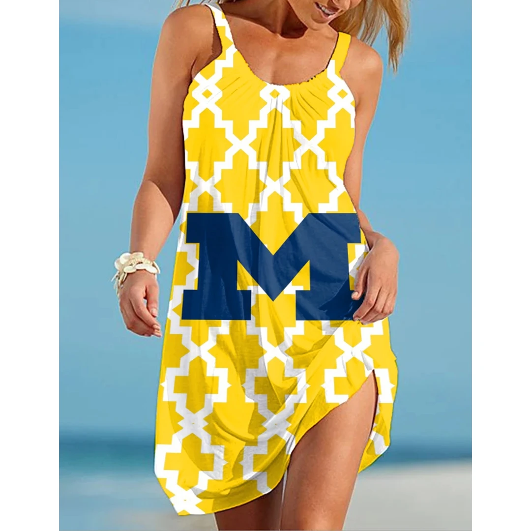 

Women's Strap Dress Short Mini Dress Yellow Sleeveless Print Color Block Print Spring Summer Round Neck Casual