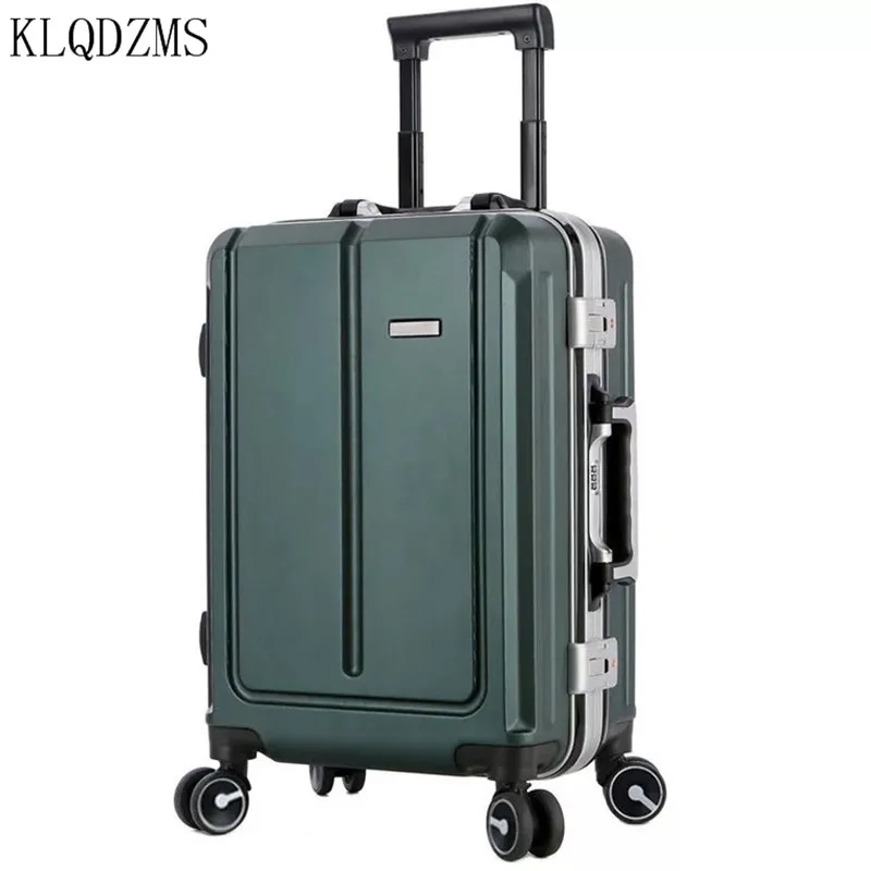 KLQDZMS High Quality Business Aluminum Frame Trolley Case Male 24 Inch Suitcase Female 20 Inch Silent Travel Boarding Case