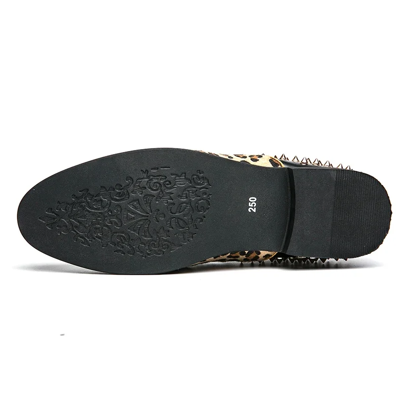 Туфли мужские s с леопардовым принтом желтые острым верхом для вечеринок 38-48