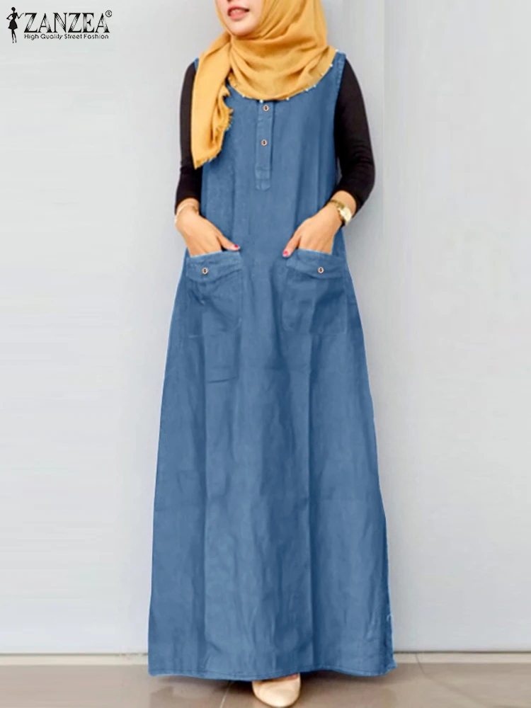 Элегантный женский комбинезон платье ZANZEA мусульманский хиджаб длинное абайя