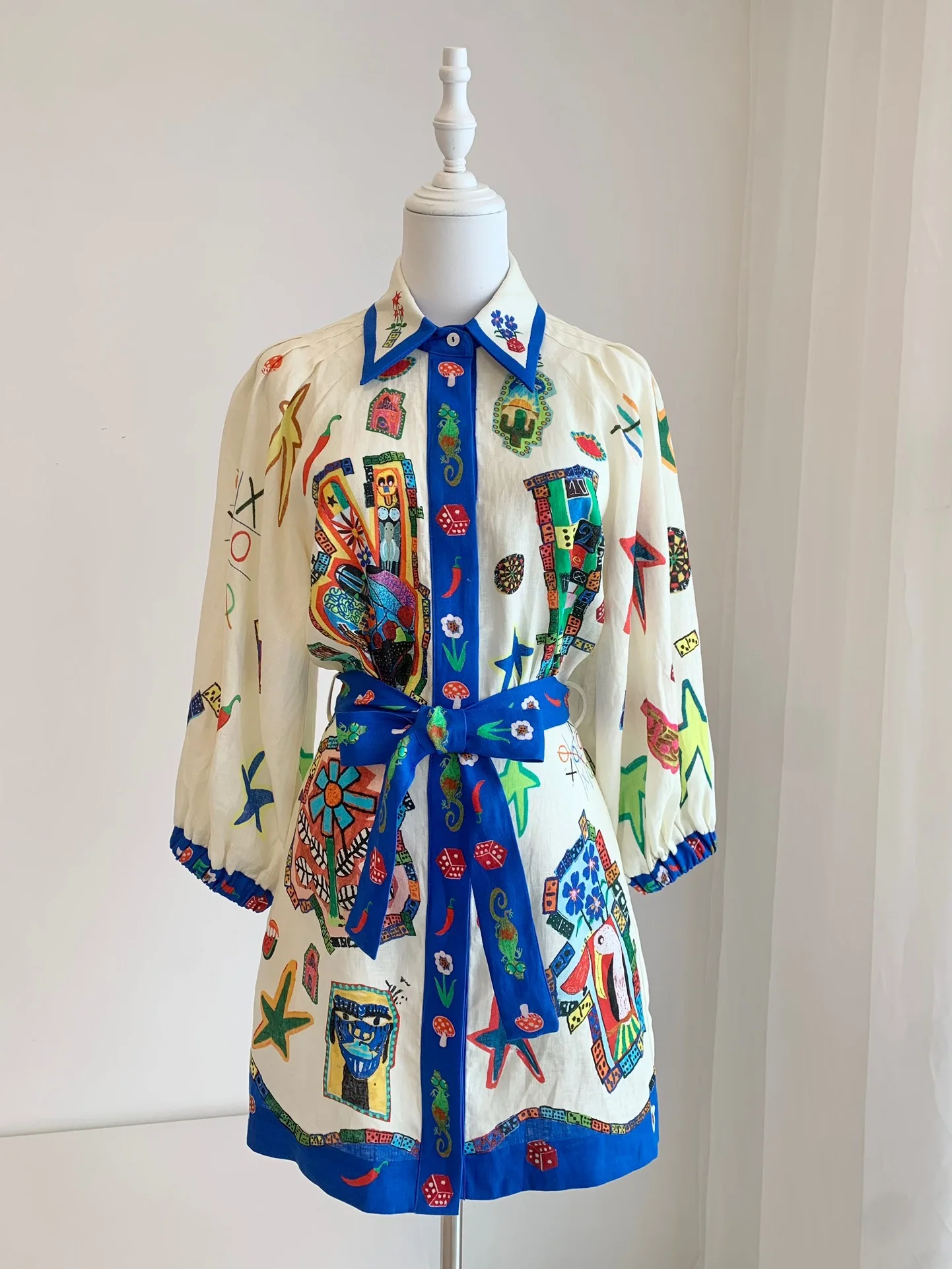 Женские платья 100% льняные Модные с принтом