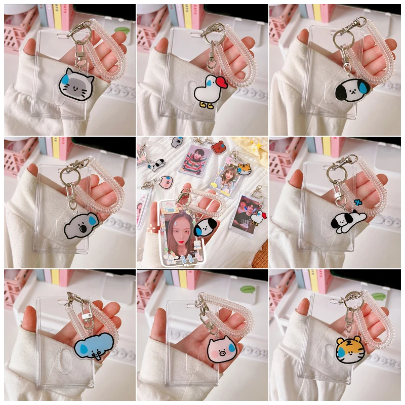 

Держатель для фотокарт Kawaii, защитный чехол для идентификационной Карты, фотозащита, держатель для кредитных карт, защитный чехол с брелоком