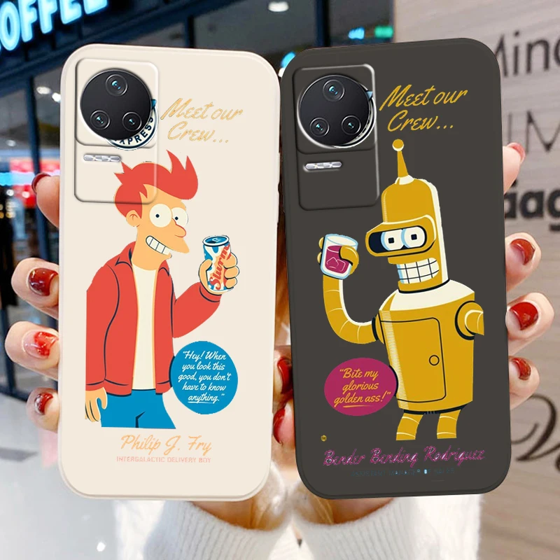 

Disney Futurama Fry Bender For Xiaomi Redmi K50 K40 Gaming K30 K30S 10 10C 10X 9A 9 9T 9C 9AT 8 8A 5G Liquid Rope Cover