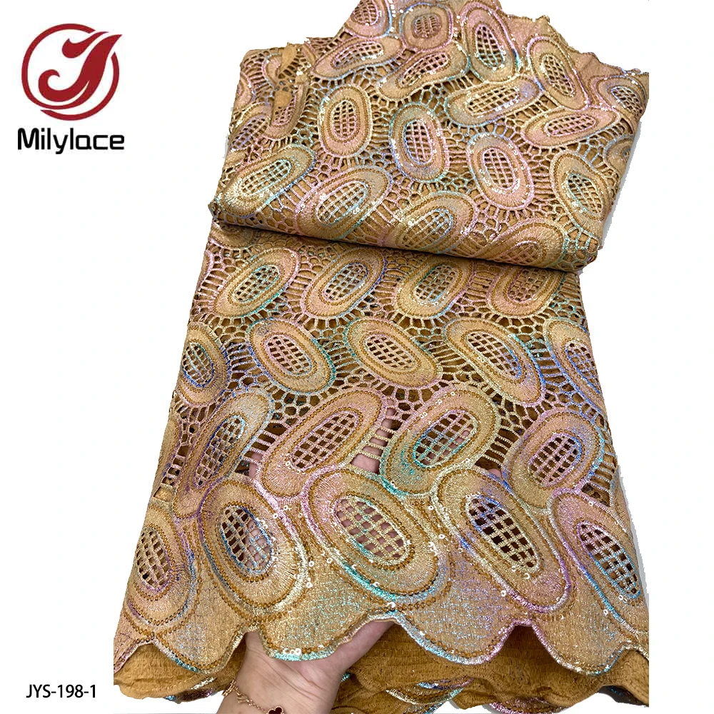 

Latest 2022 french Lace Fabric High Quality African Embroidery Lace French Sequins lace fabric for Wedding Party Dress JYS-199