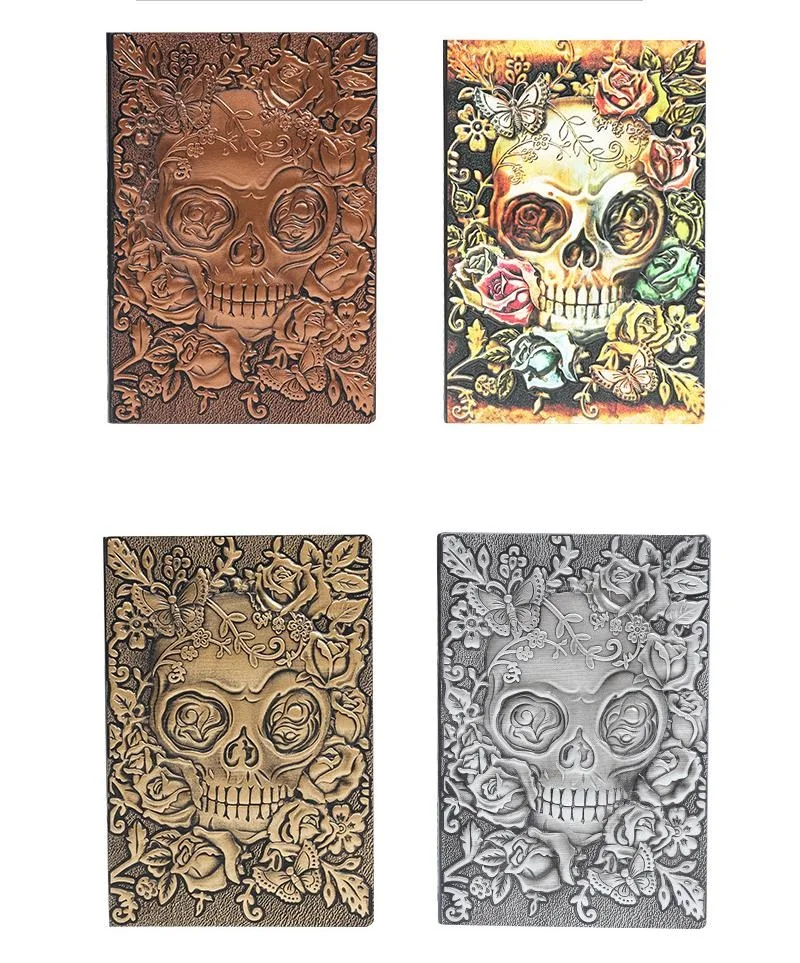 

A5 Retro Anaglyph Gilding Skull Notebook 3D Relief Travel Leather Diary Books Photo Album Vintage Exquisite Journal Magic Book