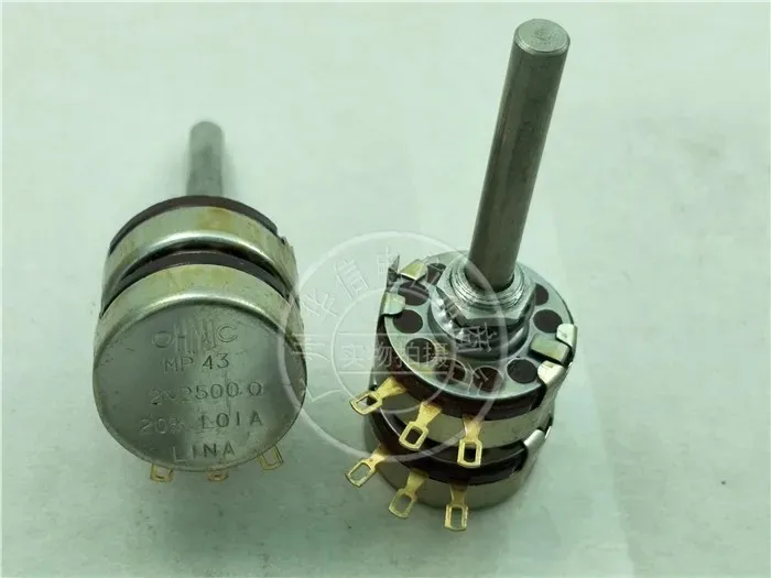 Двойной потенциометр MP 43 длина ручки 2 5 К 50 мм x 6 4 мм.