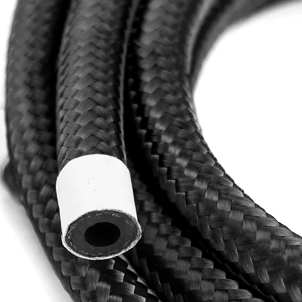 

3/5/8/10/20FT AN4 AN6 AN8 AN10 Fuel Hose Oil Gas Cooler Hose Line Pipe Tube Nylon Stainless Steel Braided Inside CPE Rubber
